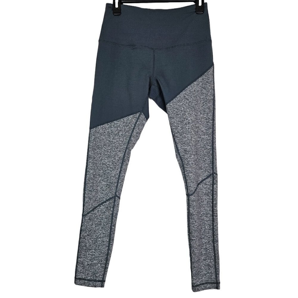 Zella Gray Colorblock High Vis/Neon Orange Stripe Legging M